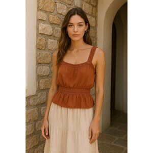 NWT Marine Layer Women’s Burnt Orange Tank Sm Boho Chic Cottagecore Summercore